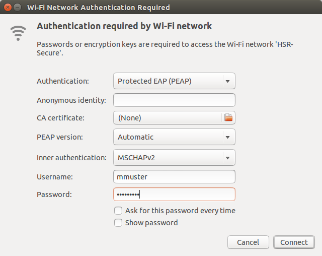 Wifi-Netzwerk HSR-Secure Authentifikation