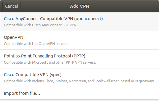Cisco AnyConnect Compatible VPN-Client auswählen